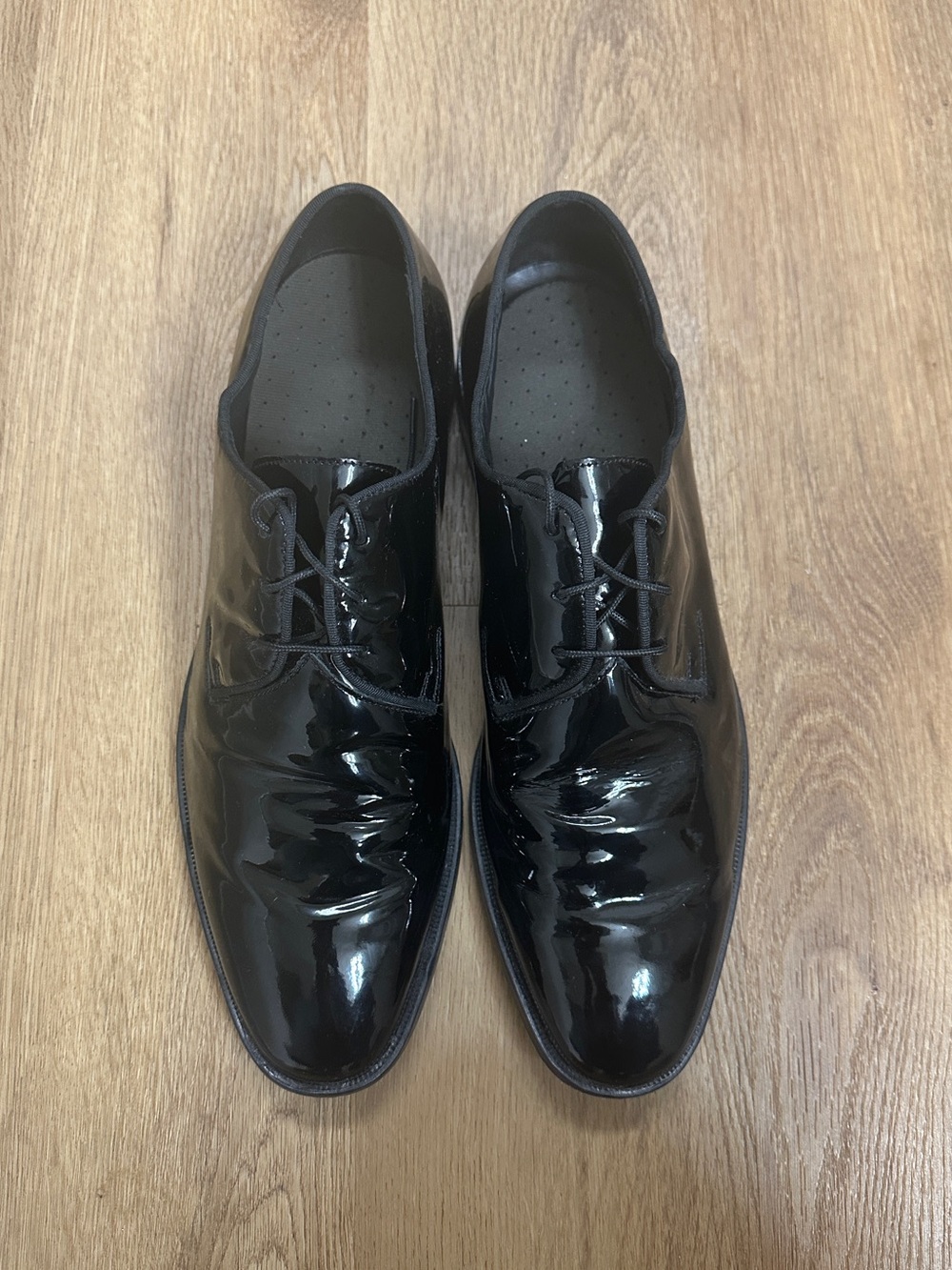 Brass Boot Black Patent Leather Pointed Toe Lace Up Dress Shoes 11.5 M